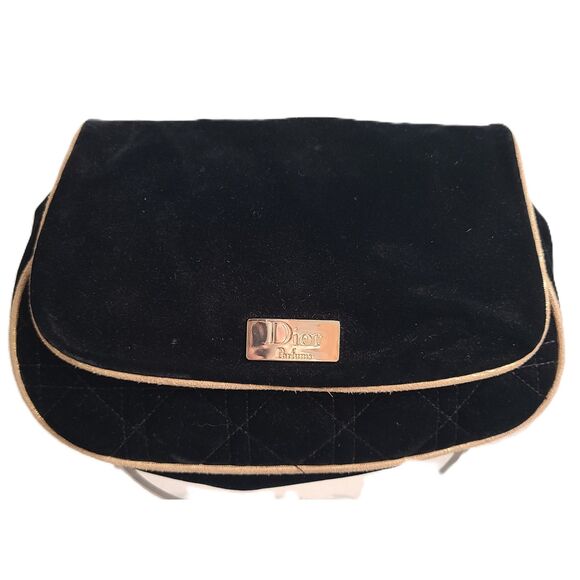 Dior Parfums Black Velvet Cosmetic Makeup Bag Pouch Clutch Romantic Quiet Luxury - Picture 1 of 7